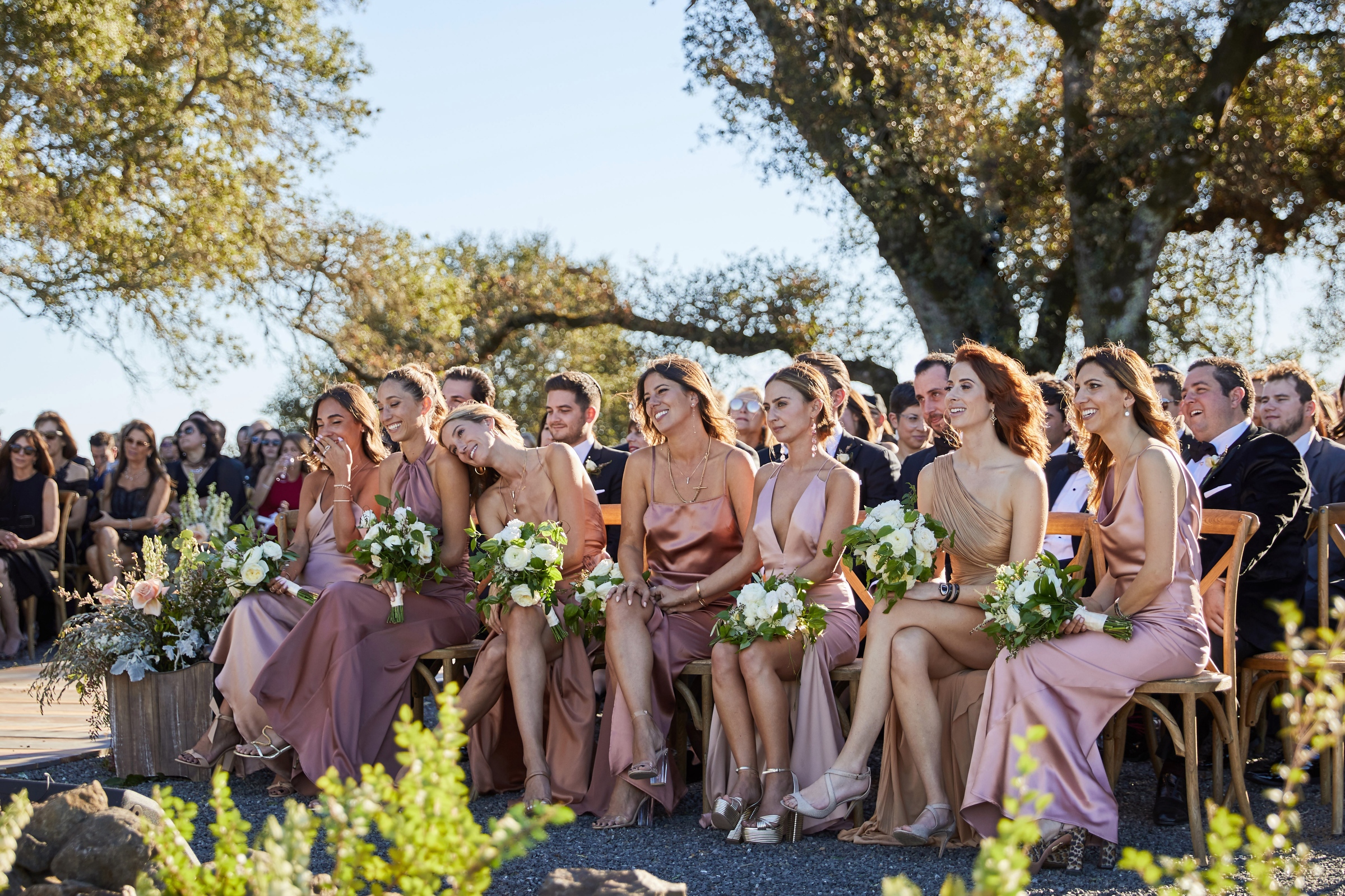 Bridesmaids present and unplugged at a wedding